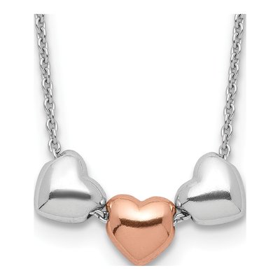 Sterling Silver 3-Hearts Pendant Necklace