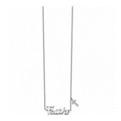 Sterling Silver CZ Faith Cross Pendant Necklace – view 3