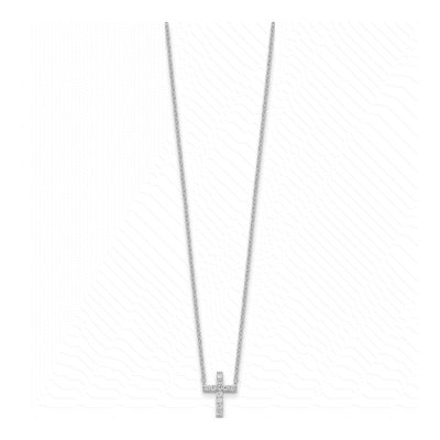 Sterling Silver CZ Cross Pendant Necklace – view 3