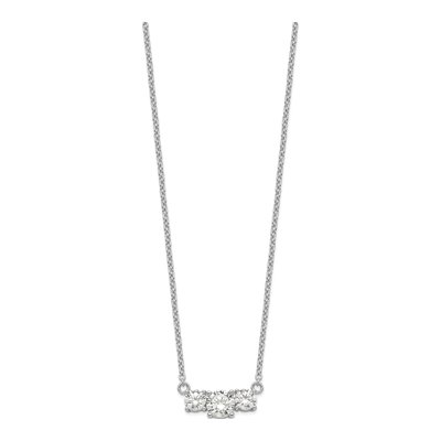 Sterling Silver CZ 3-Stone Pendant Necklace – view 3
