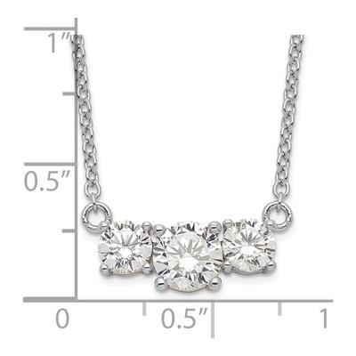 Sterling Silver CZ 3-Stone Pendant Necklace – view 4