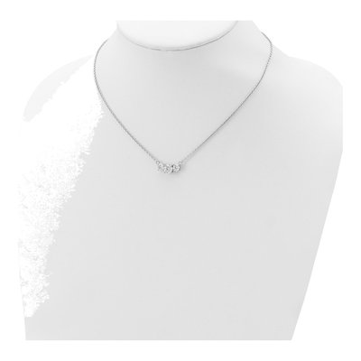 Sterling Silver CZ 3-Stone Pendant Necklace – view 5