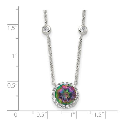 Sterling Silver Mystic Fire Topaz & CZ Mystic Halo Pendant Necklace – view 4