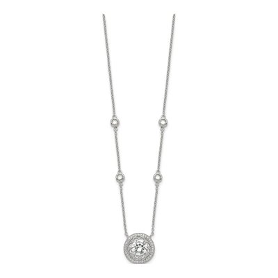 Sterling Silver CZ Round 4-Station Pendant Necklace – view 3