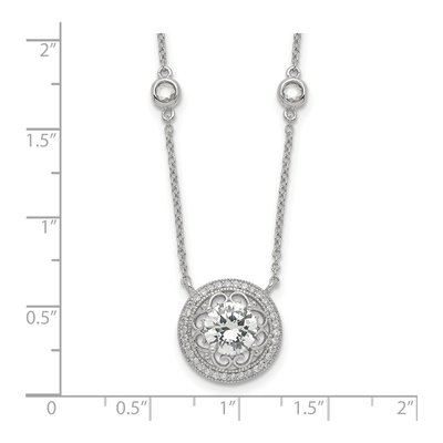 Sterling Silver CZ Round 4-Station Pendant Necklace – view 4