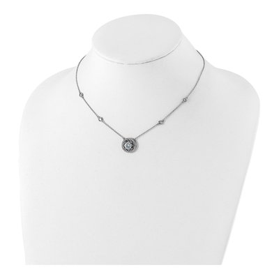Sterling Silver CZ Round 4-Station Pendant Necklace – view 5