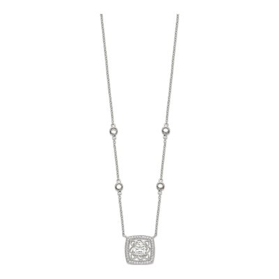 Sterling Silver CZ Square Pendant Necklace – view 3