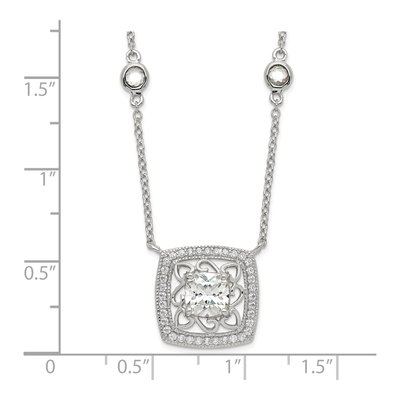 Sterling Silver CZ Square Pendant Necklace – view 4