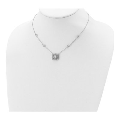 Sterling Silver CZ Square Pendant Necklace – view 5