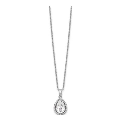 Sterling Silver Lab-Created White Topaz & CZ Pendant Necklace – view 3
