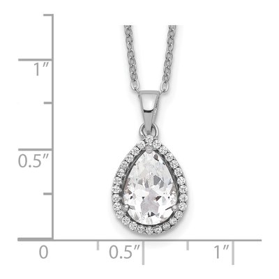 Sterling Silver Lab-Created White Topaz & CZ Pendant Necklace – view 4