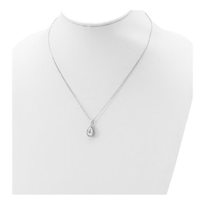 Sterling Silver Lab-Created White Topaz & CZ Pendant Necklace – view 5