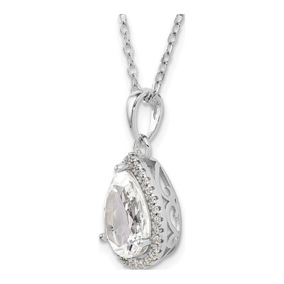 Sterling Silver Lab-Created White Topaz & CZ Pendant Necklace – view 6