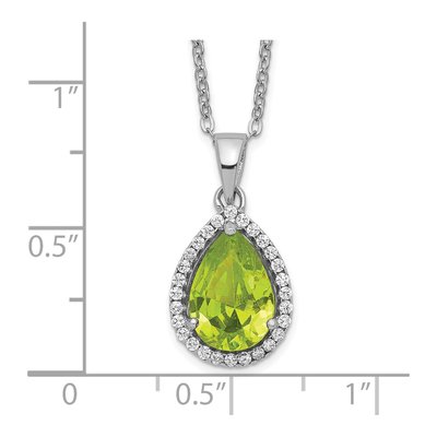 Sterling Silver Peridot & CZ Pendant Necklace – view 4