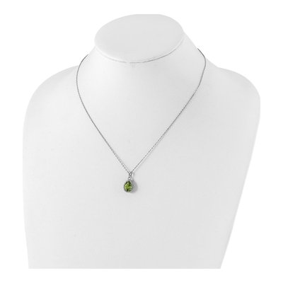 Sterling Silver Peridot & CZ Pendant Necklace – view 5