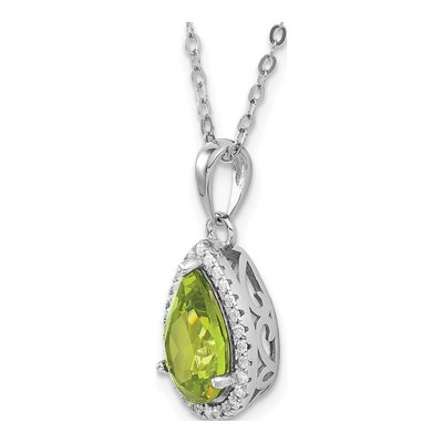 Sterling Silver Peridot & CZ Pendant Necklace – view 6