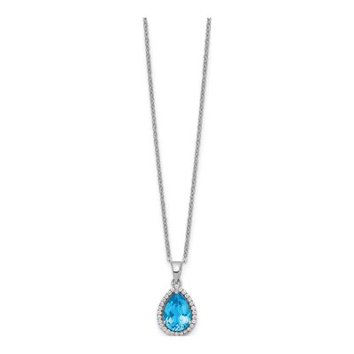 Sterling Silver Lab-Created Sky Blue Topaz & CZ Pendant Necklace – view 3