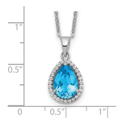 Sterling Silver Lab-Created Sky Blue Topaz & CZ Pendant Necklace – view 4