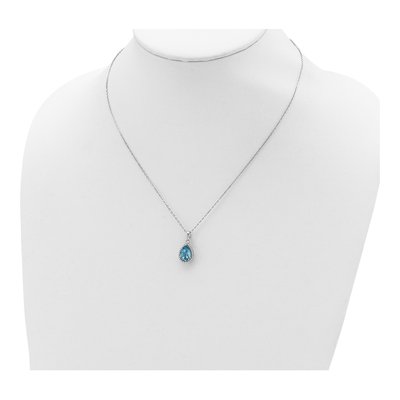 Sterling Silver Lab-Created Sky Blue Topaz & CZ Pendant Necklace – view 5