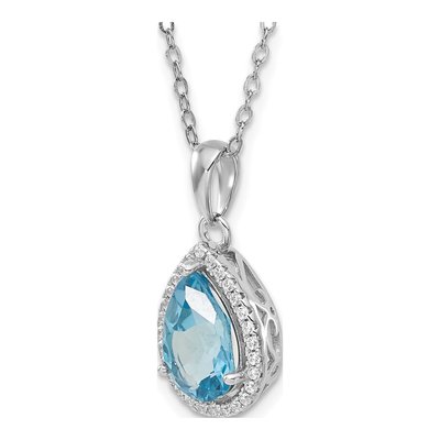 Sterling Silver Lab-Created Sky Blue Topaz & CZ Pendant Necklace – view 6