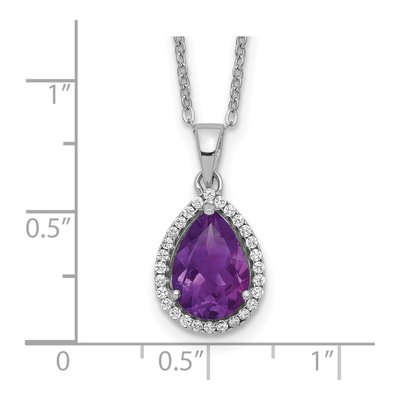 Sterling Silver Amethyst & CZ Pendant Necklace – view 4