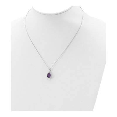 Sterling Silver Amethyst & CZ Pendant Necklace – view 5