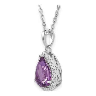 Sterling Silver Amethyst & CZ Pendant Necklace – view 6