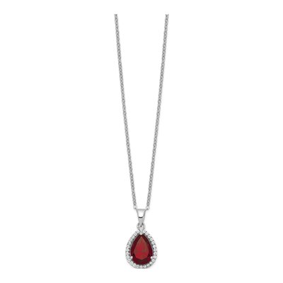 Sterling Silver Garnet & CZ January Pendant Necklace – view 3