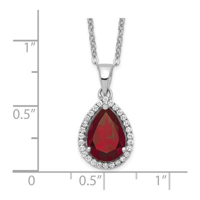 Sterling Silver Garnet & CZ January Pendant Necklace – view 4