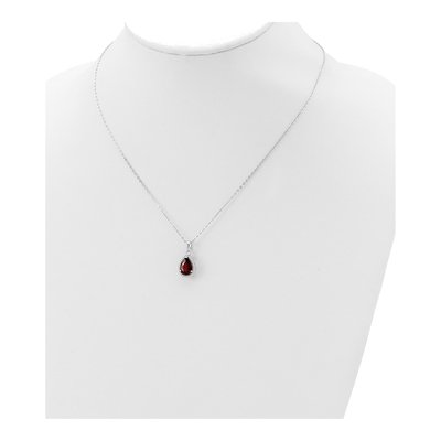 Sterling Silver Garnet & CZ January Pendant Necklace – view 5