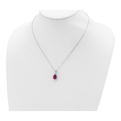 Sterling Silver Lab-Created Ruby & CZ Clear Pear Shaped Pendant Necklace – view 5