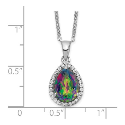 Sterling Silver Lab-Created Mystic Fire Topaz & CZ Mystic Pendant Necklace – view 4