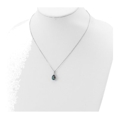 Sterling Silver Lab-Created Mystic Fire Topaz & CZ Mystic Pendant Necklace – view 5