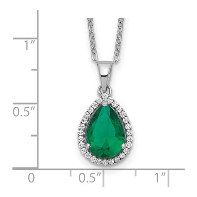 Sterling Silver Lab-Created Emerald & CZ May Birthstone Pendant Necklace – view 4