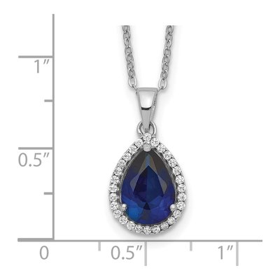 Sterling Silver Lab-Created Sapphire & CZ Pendant Necklace – view 4