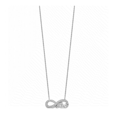 Sterling Silver 1/6 ct tw Diamond Infinity LOVE Pendant Necklace – view 3