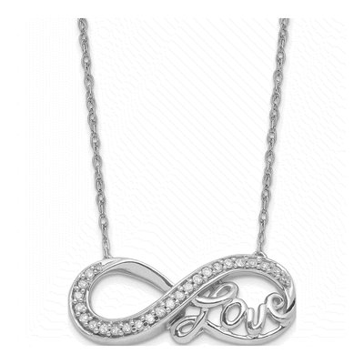 Sterling Silver 1/6 ct tw Diamond Infinity LOVE Pendant Necklace