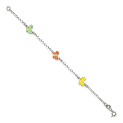 Sterling Silver Girls' Enamel Butterfly Bracelet – view 2