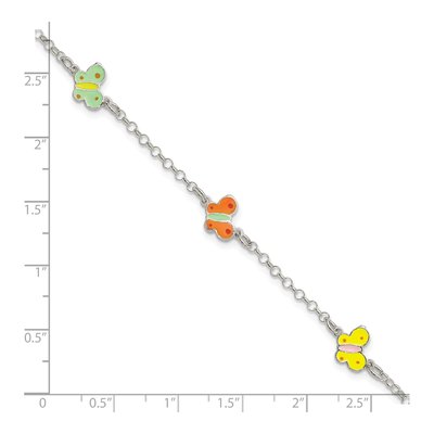 Sterling Silver Girls' Enamel Butterfly Bracelet – view 3