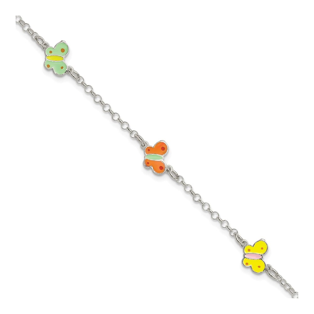 Sterling Silver Girls' Enamel Butterfly Bracelet