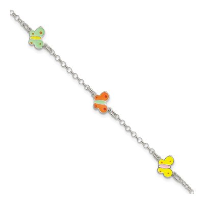 Sterling Silver Girls' Enamel Butterfly Bracelet