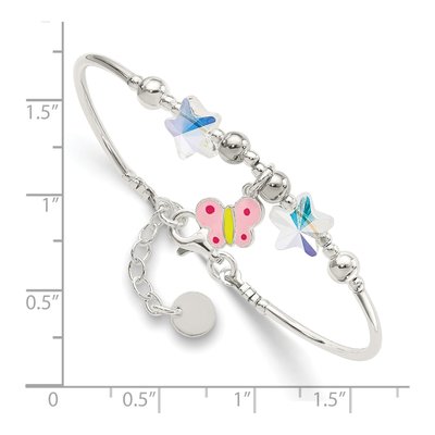 Sterling Silver Crystal Girls' Butterfly Star Bracelet – view 3