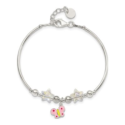 Sterling Silver Crystal Girls' Butterfly Star Bracelet – view 4