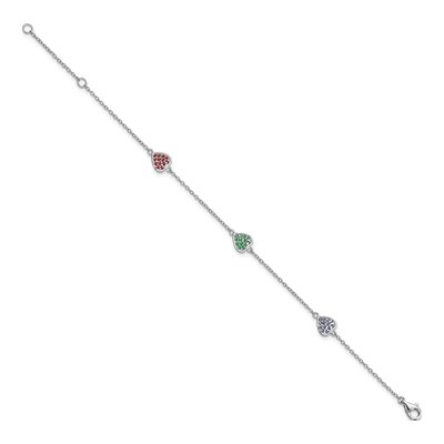 Sterling Silver Girls' Multi-Color Glass Heart Bracelet – view 2