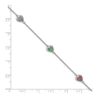 Sterling Silver Girls' Multi-Color Glass Heart Bracelet – view 3