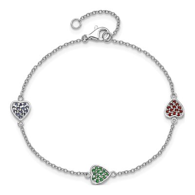 Sterling Silver Girls' Multi-Color Glass Heart Bracelet – view 4