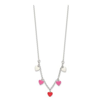 Girl's Sterling Silver Enamel Heart Necklace, 14in – view 3