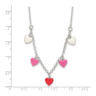 Girl's Sterling Silver Enamel Heart Necklace, 14in – view 4
