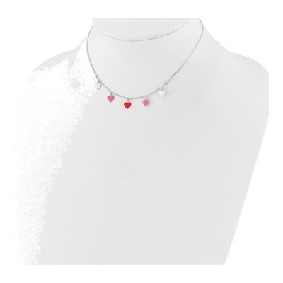 Girl's Sterling Silver Enamel Heart Necklace, 14in – view 5