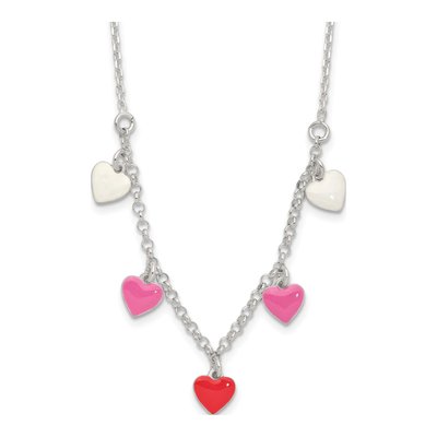 Sterling Silver Girl's Enamel Heart Pendant Necklace